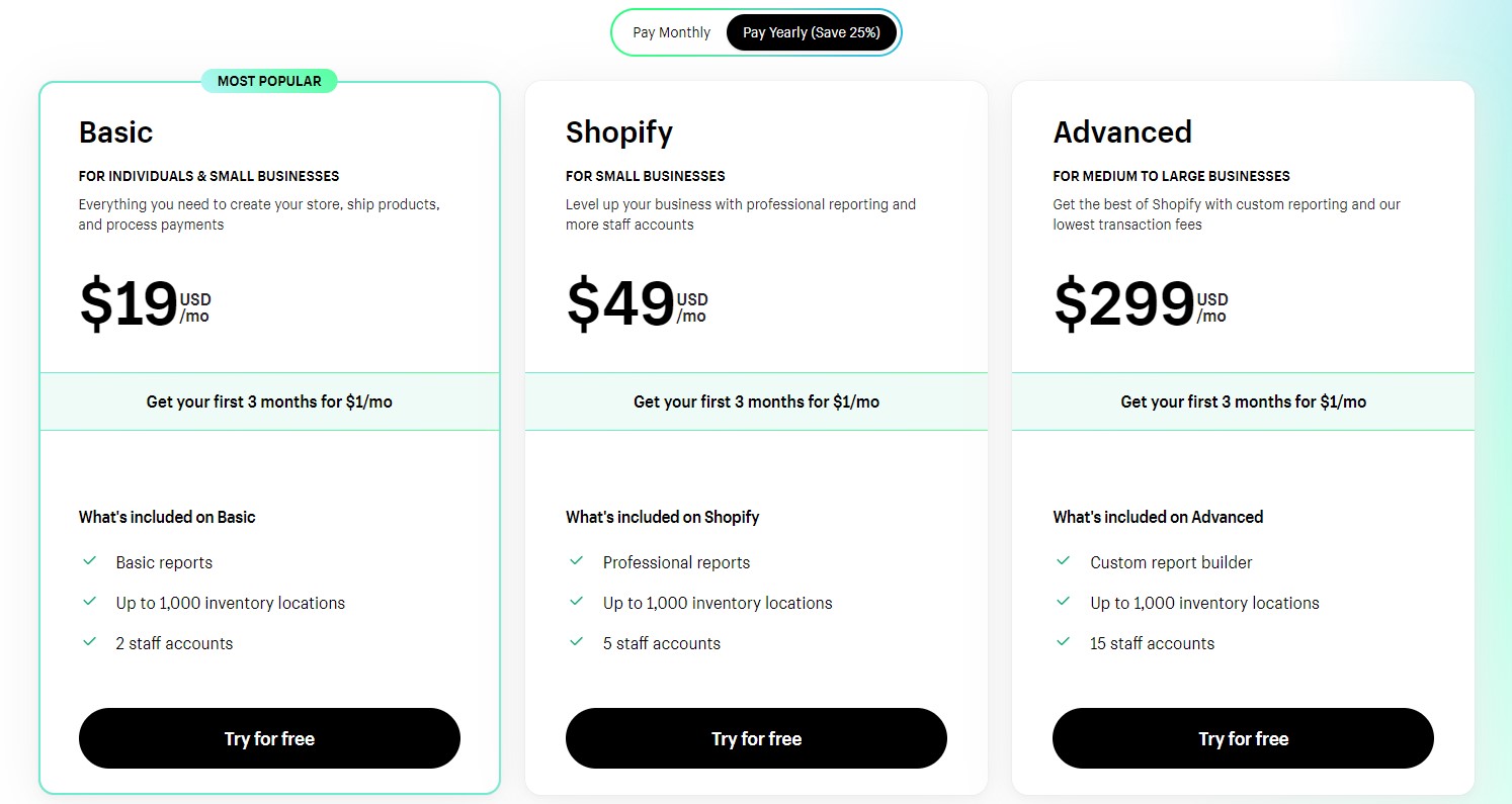 Shopify website design pricing